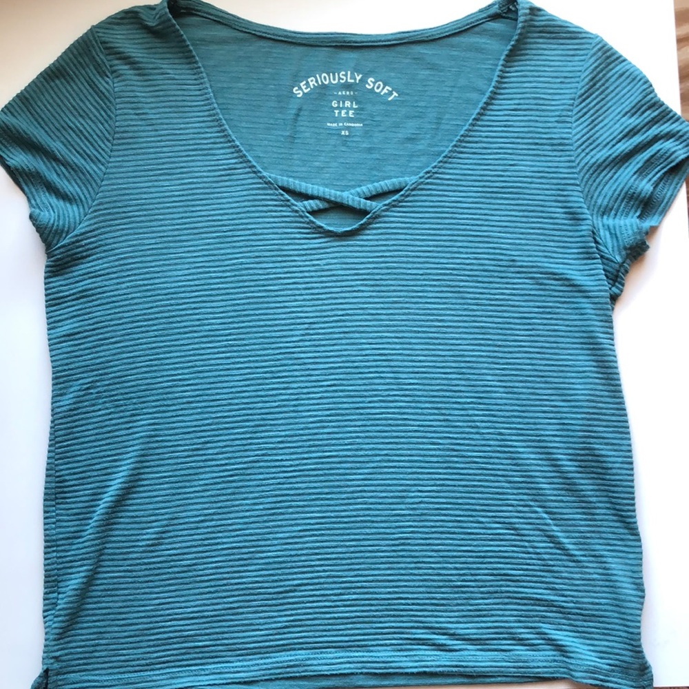 Aeropostale v neck crisscross tee